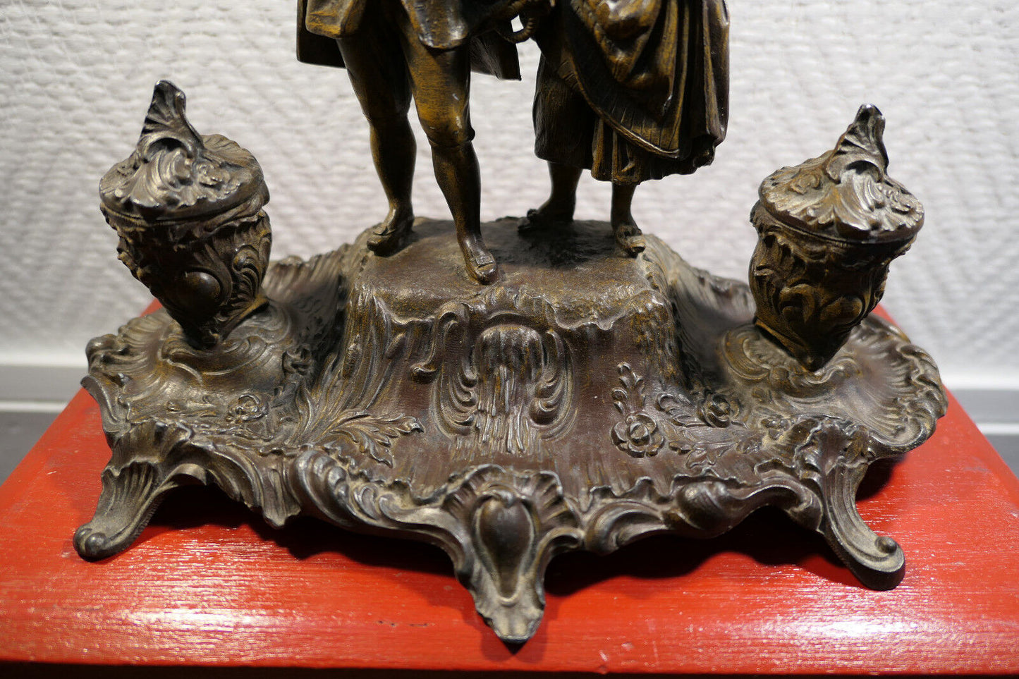 OLD DOUBLE REGULATED INKWELL SIGNED A. BOSSU EARLY 20TH CENTURY