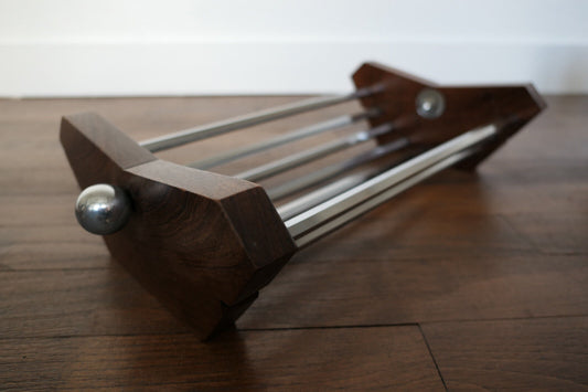 ANCIENNE CORBEILLE A FRUITS BOIS METAL ART DECO ANNEES 1930