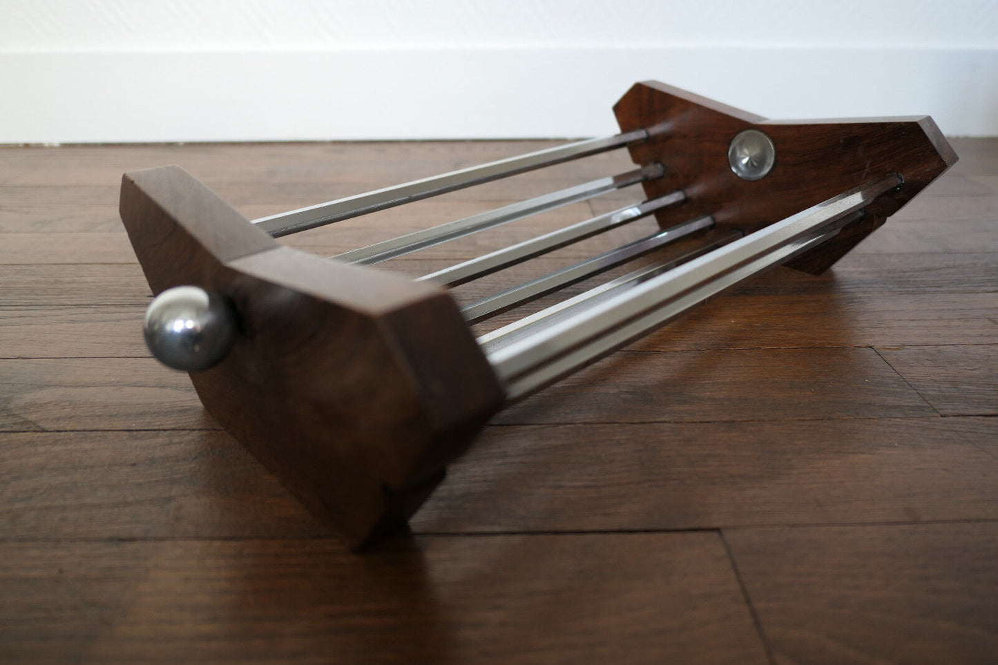 ANCIENNE CORBEILLE A FRUITS BOIS METAL ART DECO ANNEES 1930