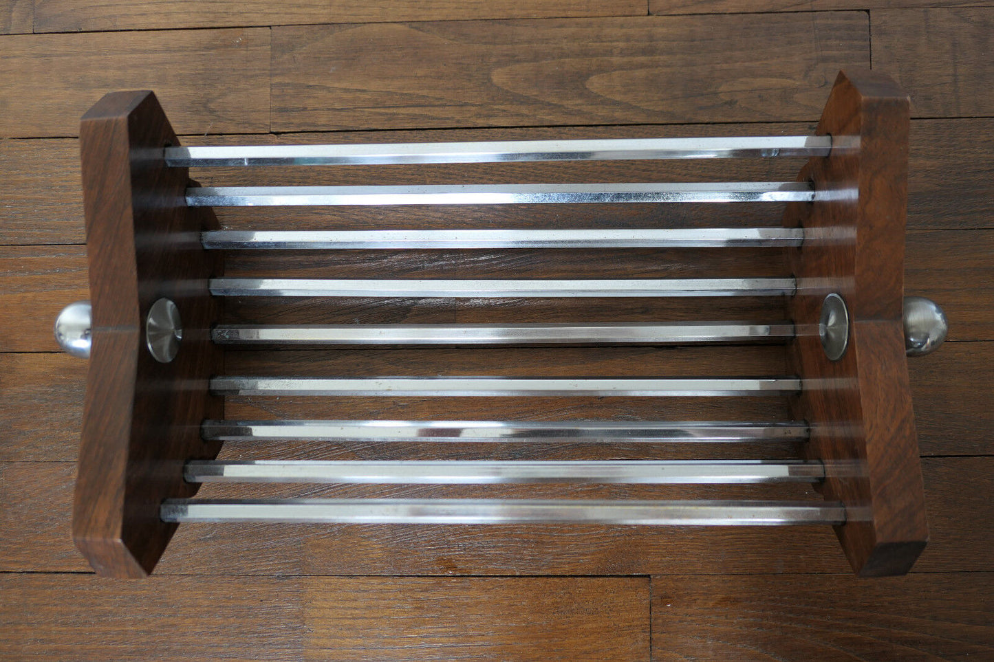 ANCIENNE CORBEILLE A FRUITS BOIS METAL ART DECO ANNEES 1930