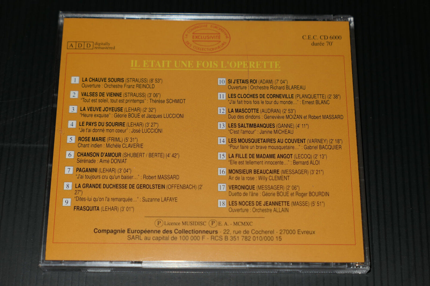 CD IL ETAIT UNE FOIS L'OPERETTE / LES PLUS CELEBRES AIRS... / CEC 6000