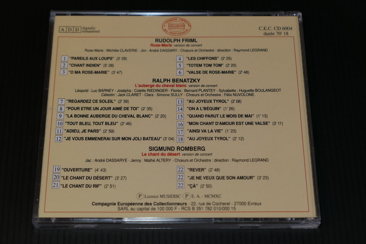 CD IL ETAIT UNE FOIS L'OPERETTE / FRIML / BENATZKY / ROMBERG / CEC 6004