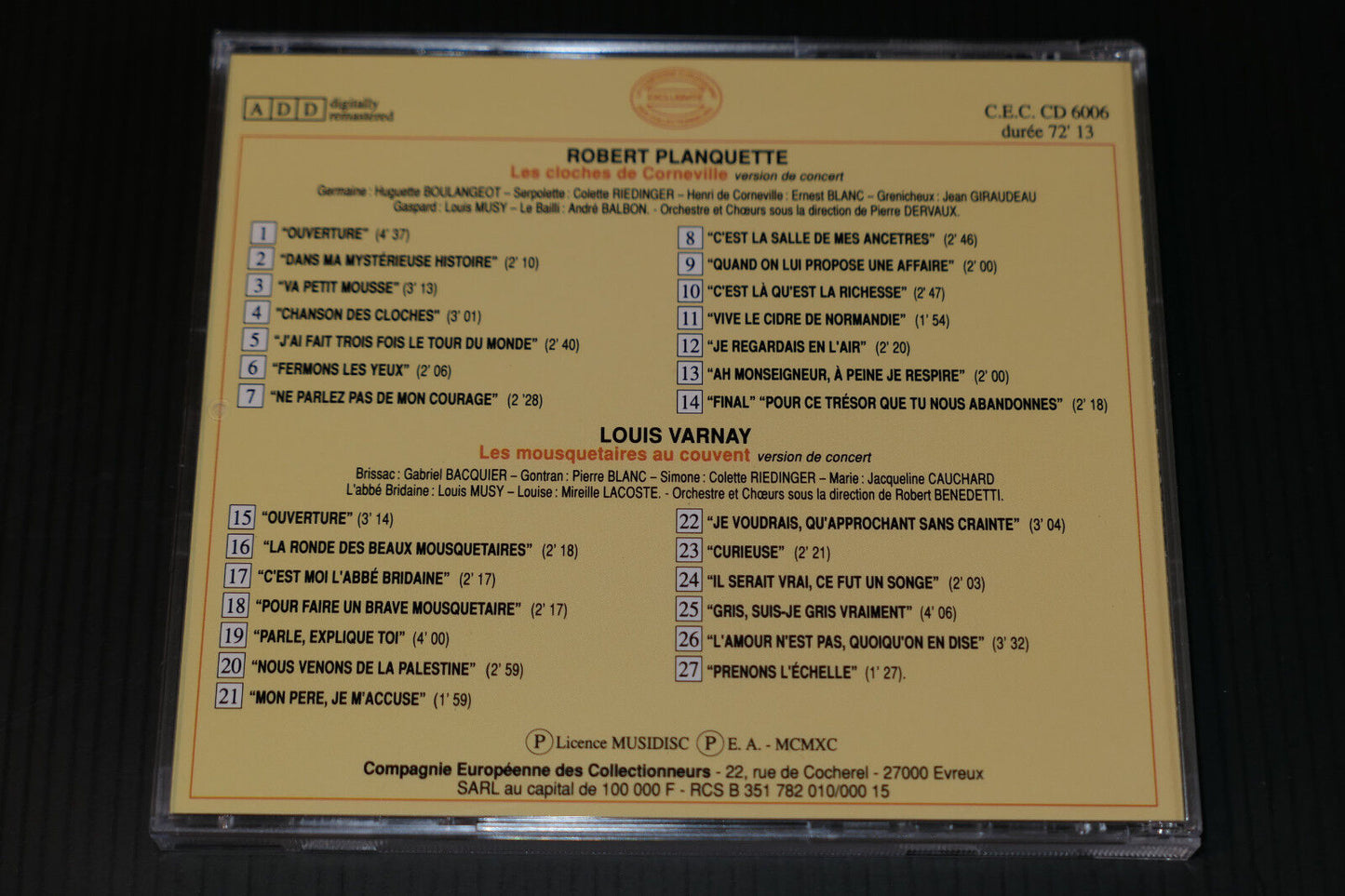 CD IL ETAIT UNE FOIS L'OPERETTE / ROBERT PLANQUETTE / LOUIS VARNAY / CEC 6006
