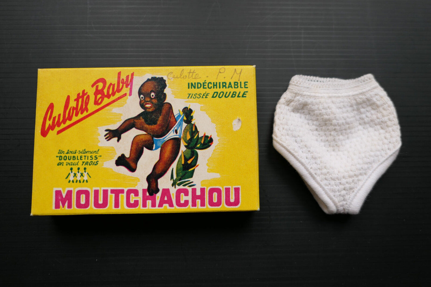 MOUTCHACHOU CULOTTE BABY VETEMENT POUPON POUPEE COUCHE CULOTTE TISSU BOITE LOT 3