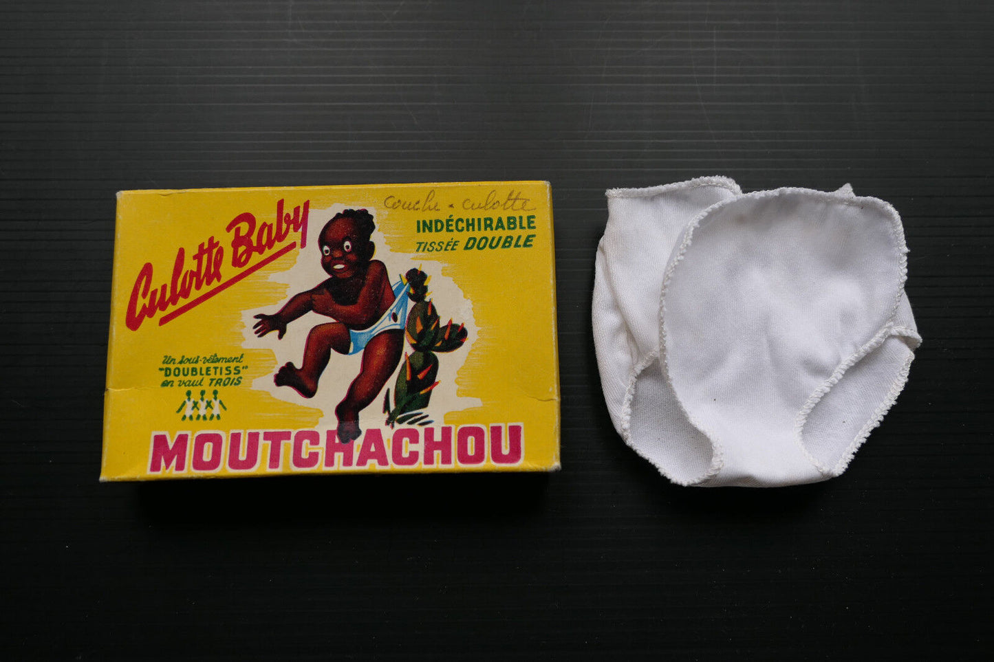 MOUTCHACHOU CULOTTE BABY VETEMENT POUPON POUPEE COUCHE CULOTTE TISSU BOITE LOT 3