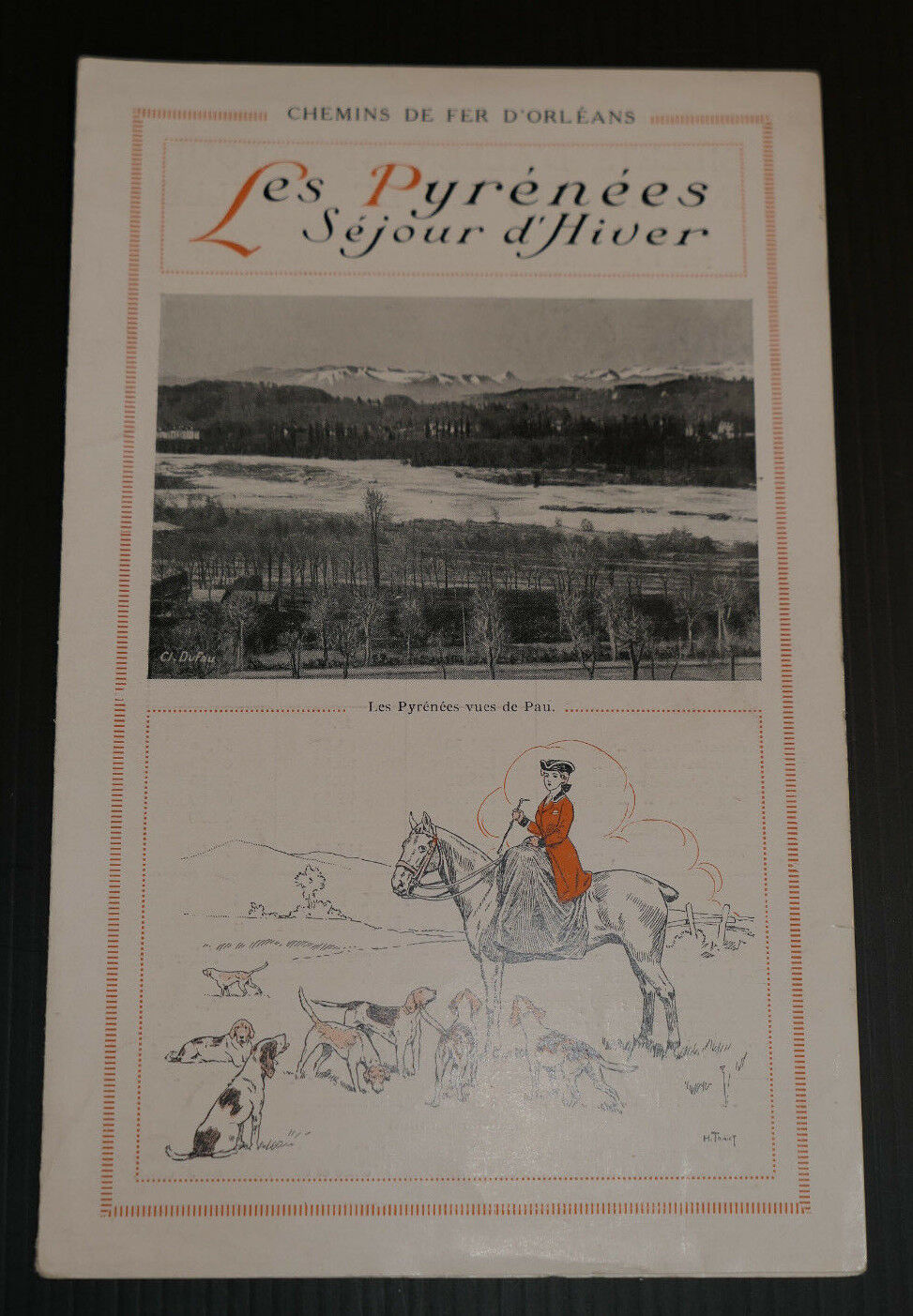 ANCIENNE PUBLICITE TOURISTIQUE CHEMINS DE FER D'ORLEANS LES PYRENEES 1912