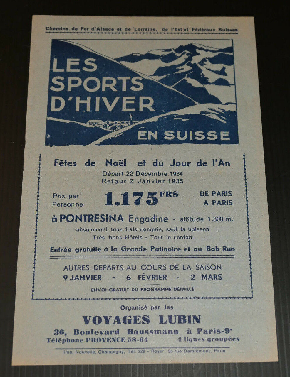 LES SPORTS D'HIVER EN SUISSE AUTRICHE FETES DE NOEL ET DU JOUR DE L'AN 1934 1935