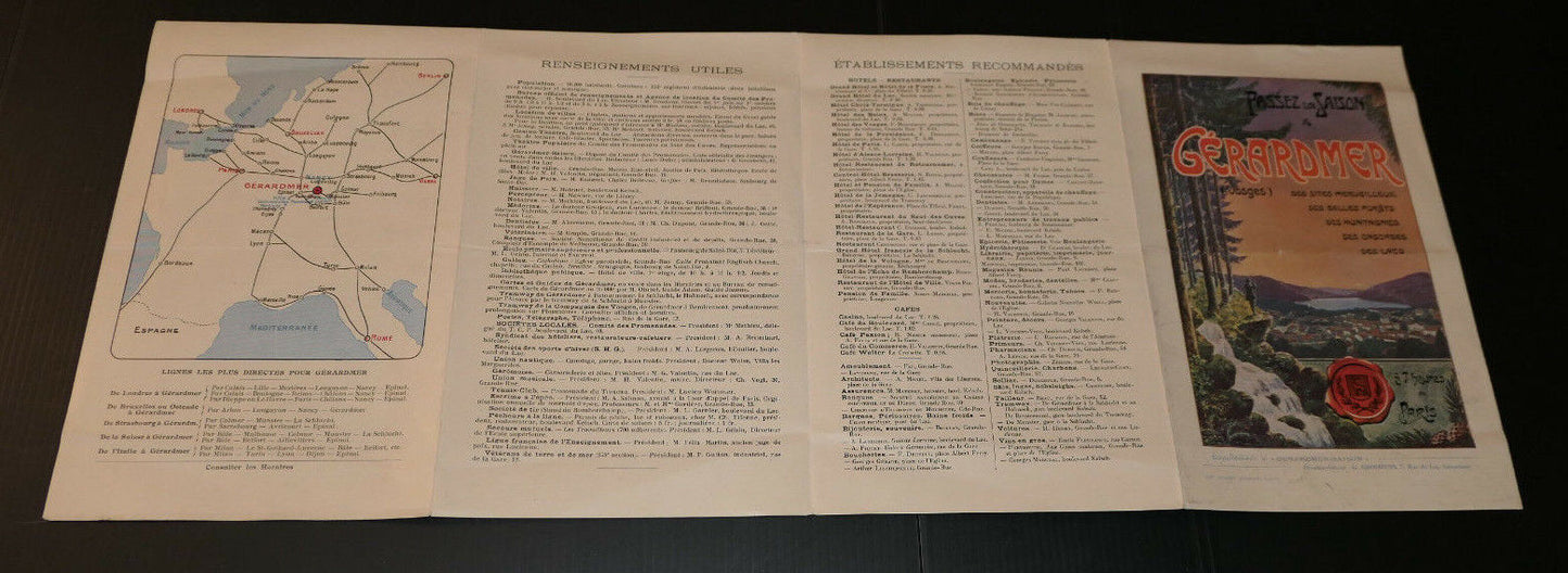 ANCIEN DEPLIANT PUBLICITE TOURISME VOSGES PASSEZ LA SAISON A GERARDMER