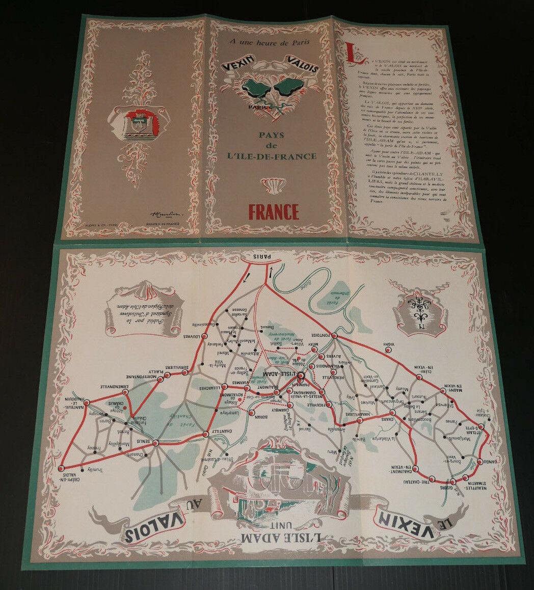 ANCIEN DEPLIANT GUIDE CARTE TOURISME VEXIN VALOIS ILE DE FRANCE