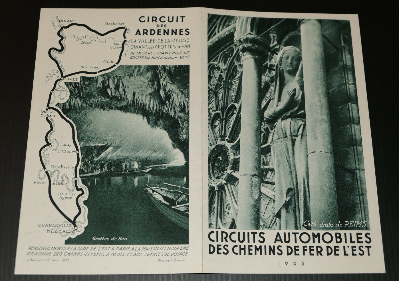 ANCIEN DEPLIANT TOURISTIQUE / CIRCUITS AUTOMOBILES DES CHEMINS DE FER DE L'EST