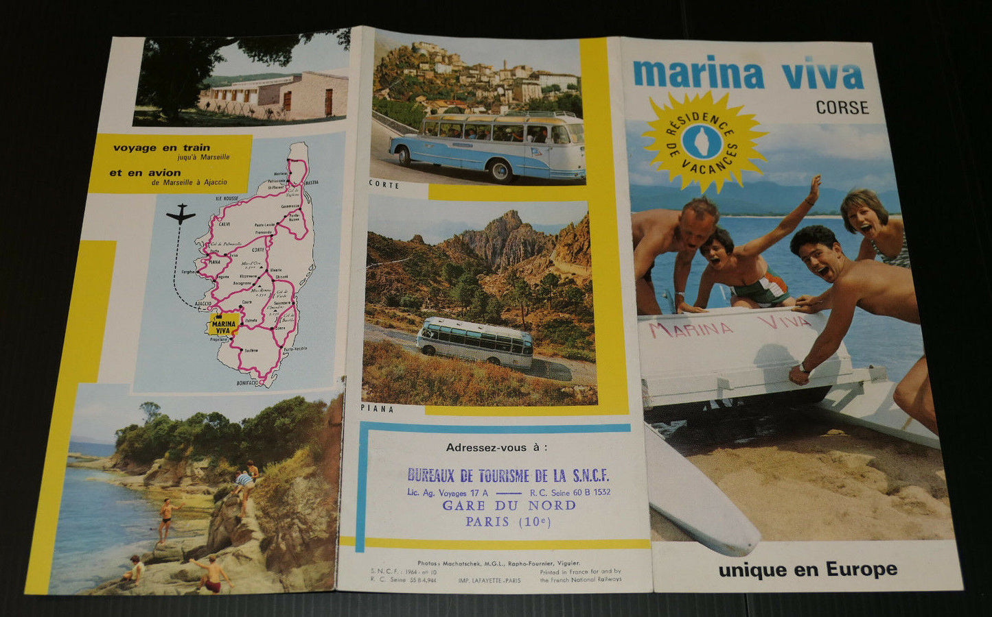 ANCIEN DEPLIANT PUBLICITE RESIDENCE DE VACANCES MARINA VIVA CORSE 1964 TOURISME