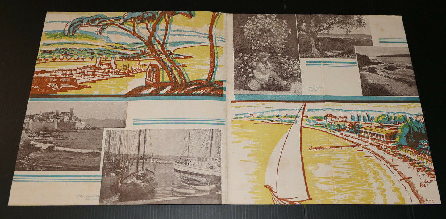 ANCIEN DEPLIANT PUBLICITE JUAN-LES-PINS ANTIBES LE CAP CIRCA 1950 TOURISME
