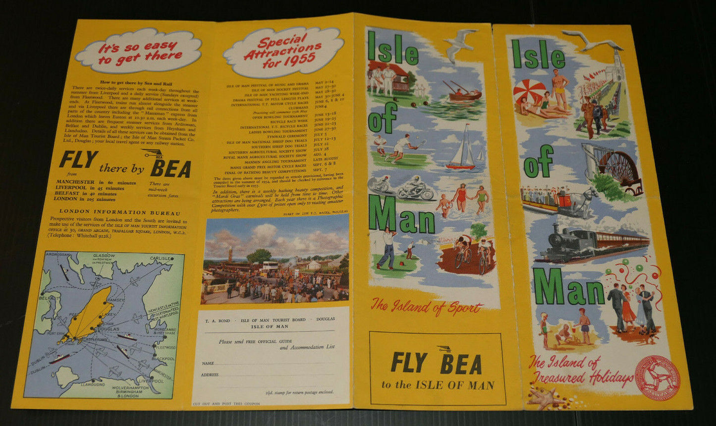 ANCIEN DEPLIANT TOURISTIQUE ISLE OF MAN 1955 PUBLICITE TOURISME