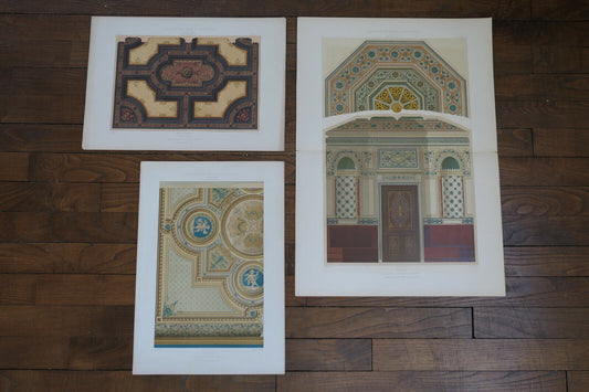 L'ARCHITECTURE PRIVEE AU XIXME SIECLE - CESAR DALY - LOT DE 3 LITHOGRAPHIES