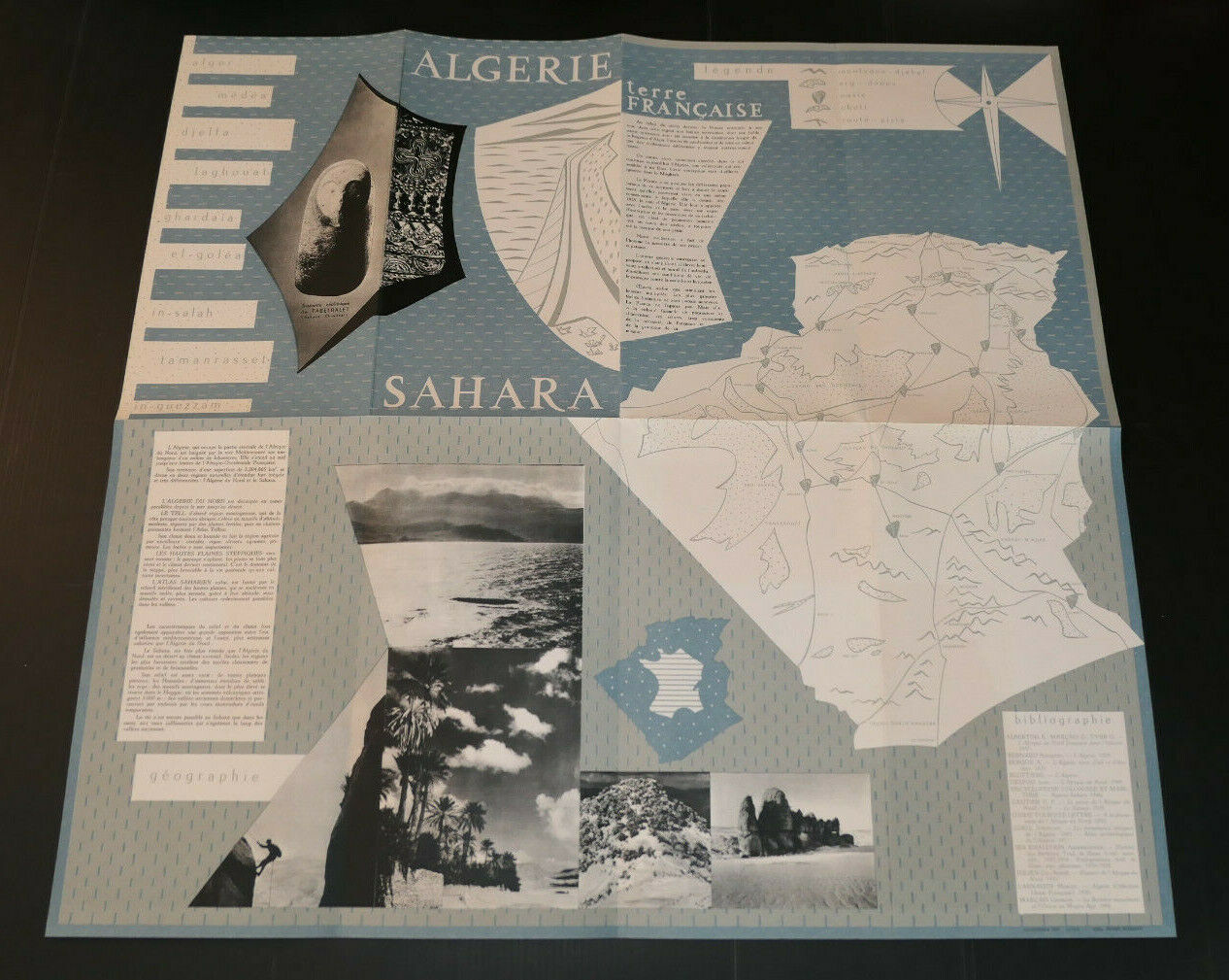 ANCIEN DEPLIANT TOURISTIQUE ALGERIE SAHARA CIRCA 1950 VOYAGE TOURISME AFRIQUE