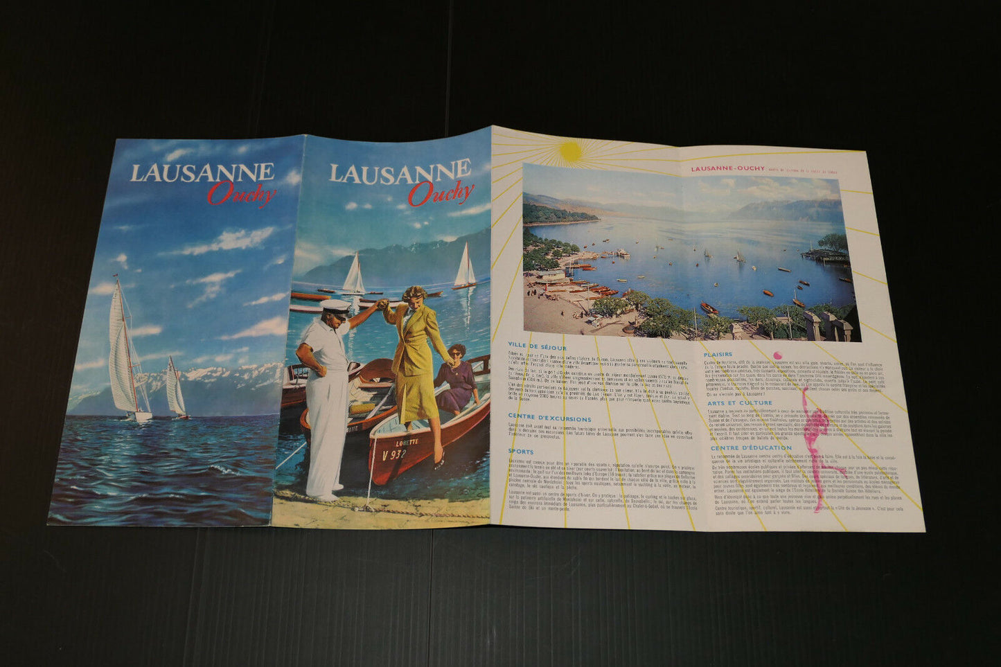 ANCIEN DEPLIANT TOURISTIQUE LAUSANNE OUCHY CARTE 1954