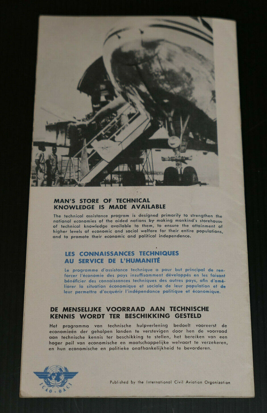 ANCIEN LIVRET INTERNATIONAL CIVIL AVIATION ORGANIZATION CIRCA 1950