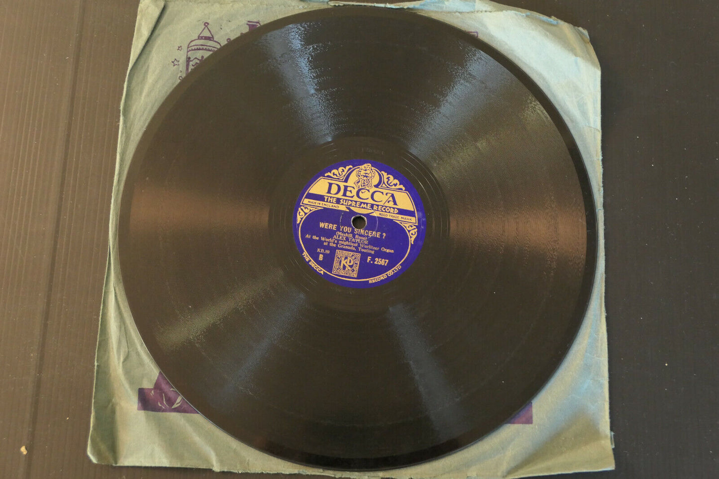 78T 78RPM 10" 25 CM ALEX TAYLOR / WURLITZER ORGAN / DECCA F2567 / ENGLAND