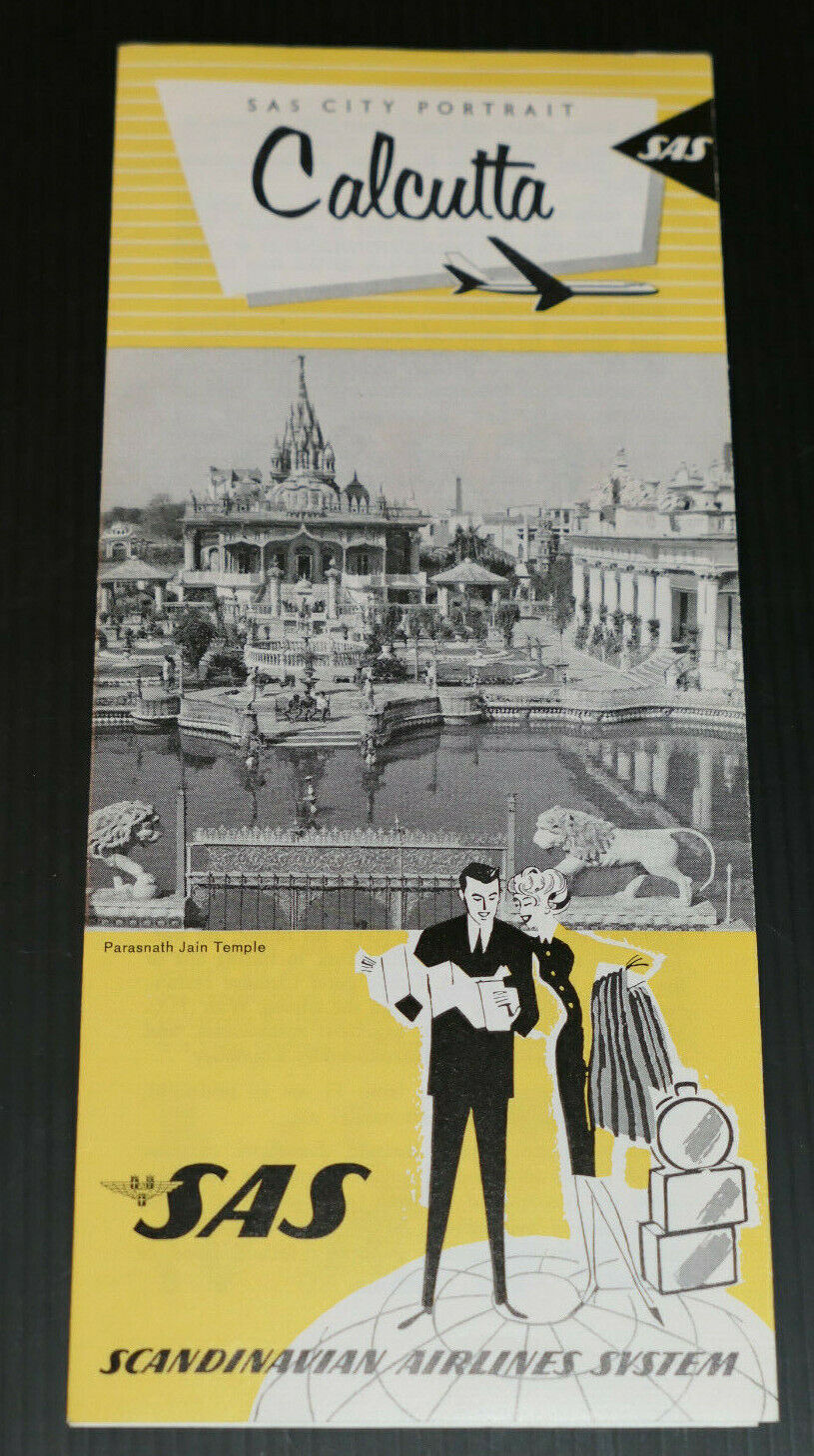 ANCIEN DEPLIANT TOURISTIQUE VOYAGE SAS SCANDINAVIAN AIRLINES SYSTEM CALCUTTA