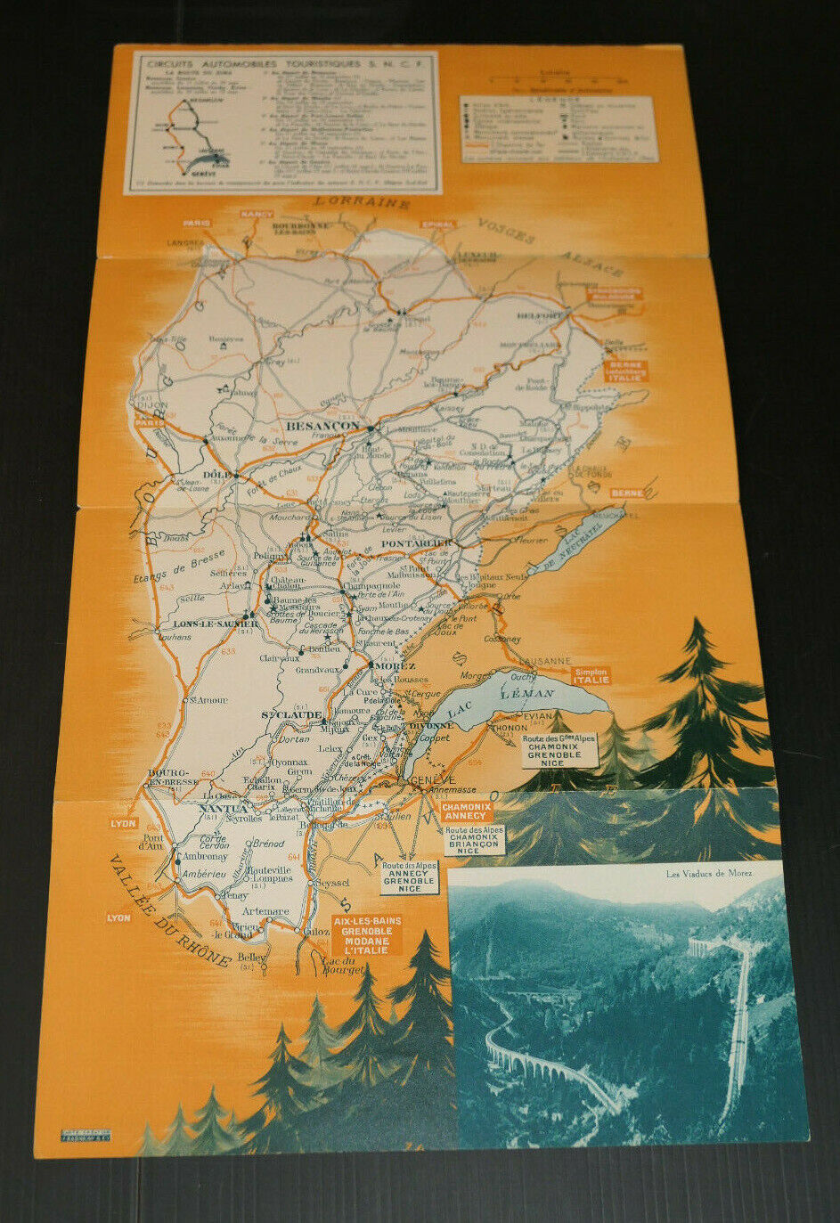 ANCIEN DEPLIANT TOURISTIQUE TOURISME VOYAGE TRAIN SNCF JURA FRANCHE COMTE 1939