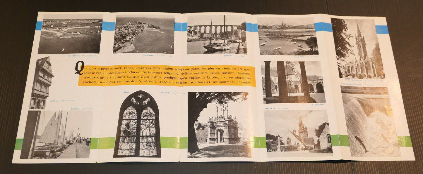 ANCIEN DEPLIANT TOURISTIQUE FINISTERE LEON TREGOR ARGOAT MORLAIX CHATEAULIN