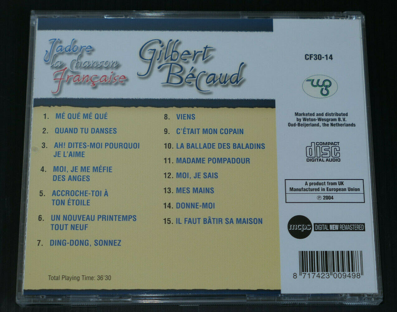CD GILBERT BECAUD / COMPILATION 15 TITRES / 2004