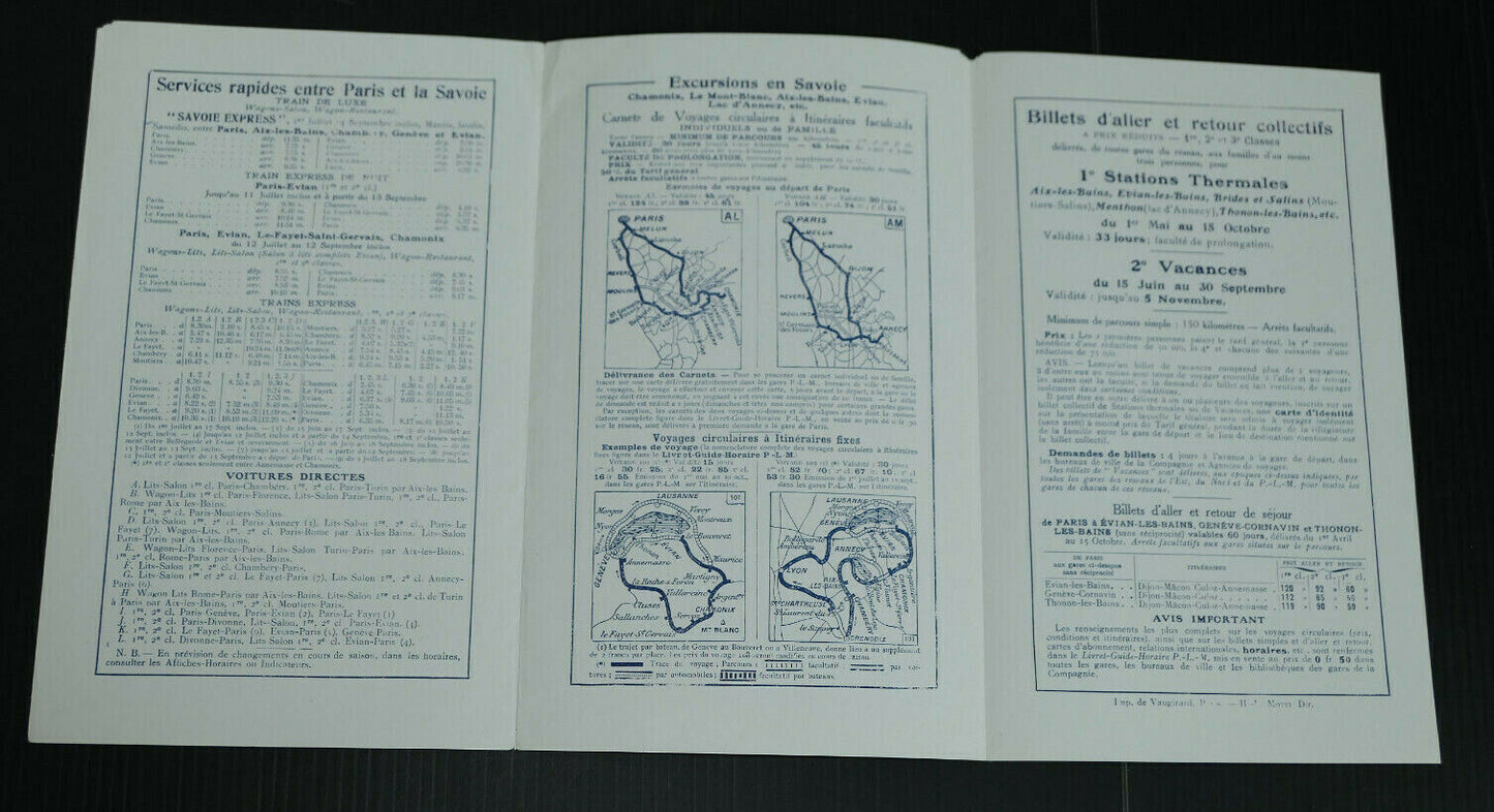 ANCIEN DEPLIANT TOURISME CHEMINS DE FER PLM SAVOIE AIGUILLE DU DRU ETE 1911