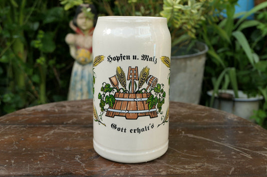 ANCIENNE CHOPE BIERE 1L HOPFEN UND MALZ GOTT ERHALT'S OLD BEER MUG