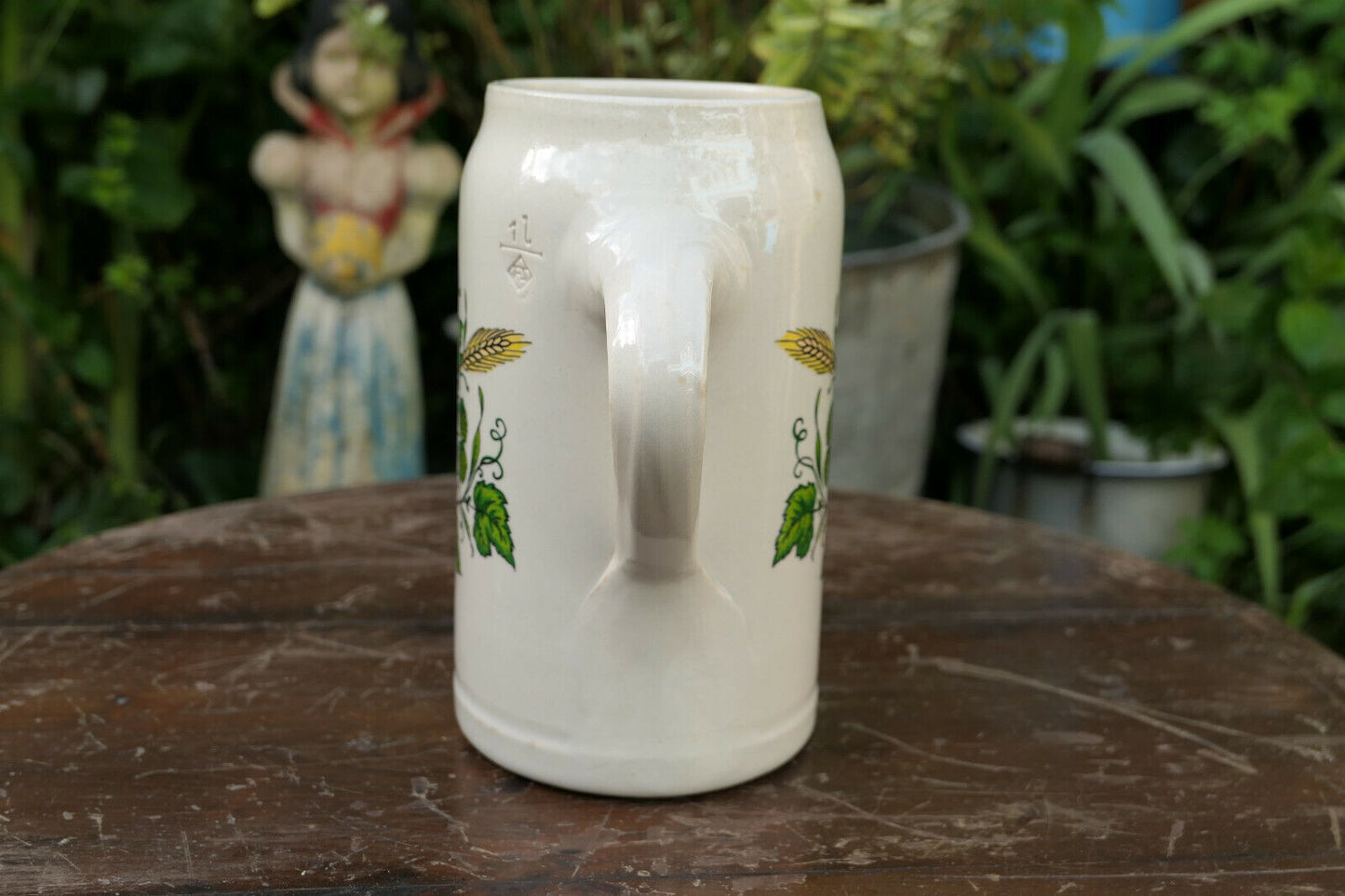 ANCIENNE CHOPE BIERE 1L HOPFEN UND MALZ GOTT ERHALT'S OLD BEER MUG