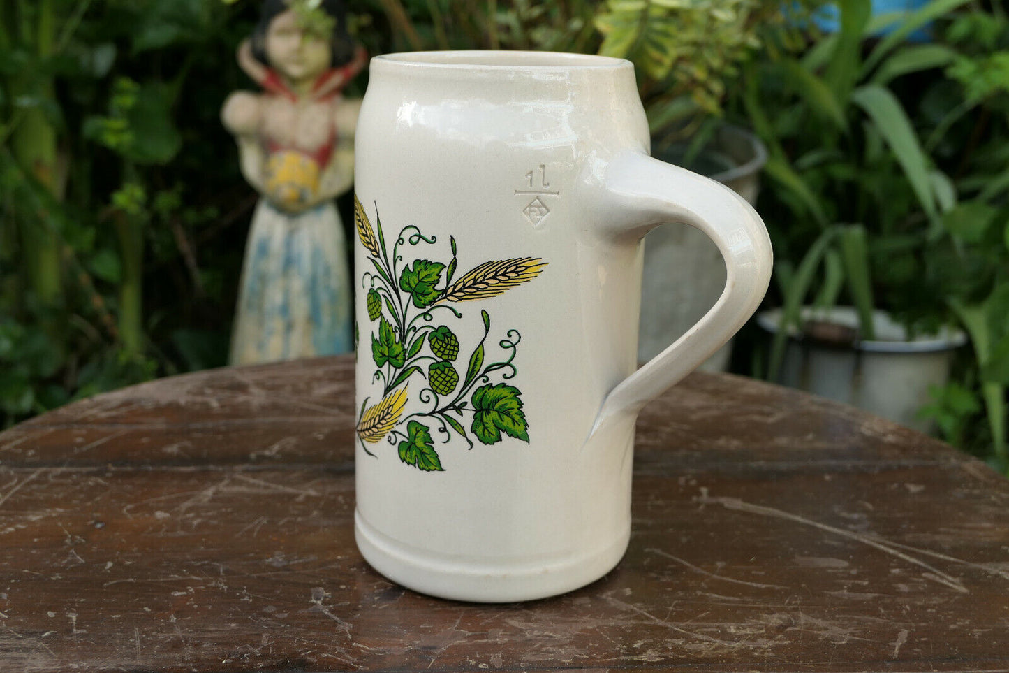 ANCIENNE CHOPE BIERE 1L HOPFEN UND MALZ GOTT ERHALT'S OLD BEER MUG