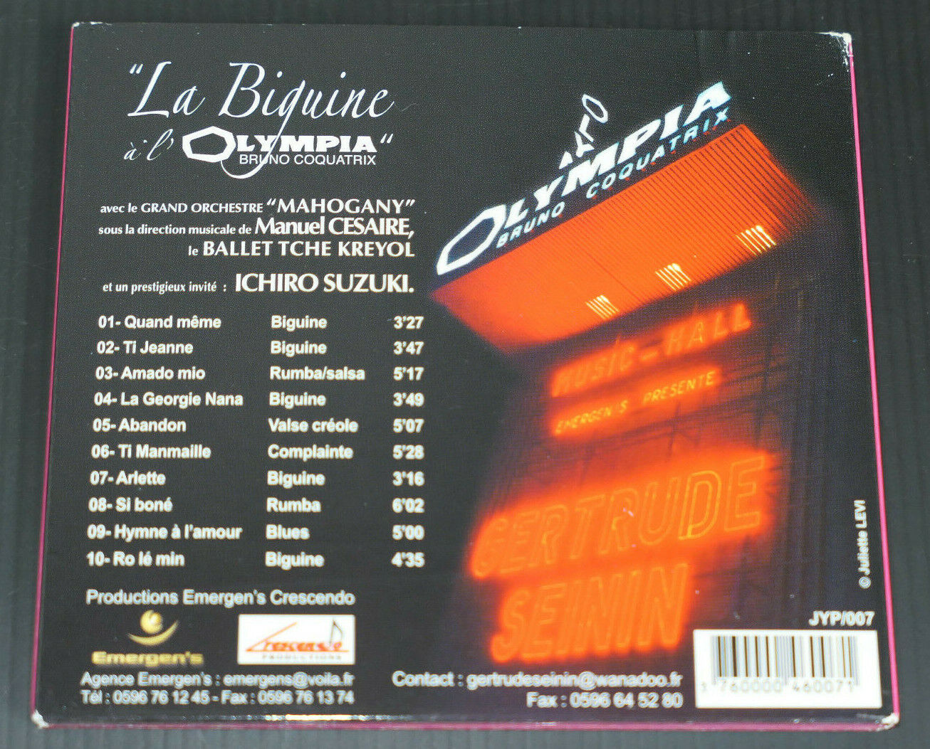 CD GERTRUDE SEININ / LIVE OLYMPIA BRUNO COQUATRIX / 2002