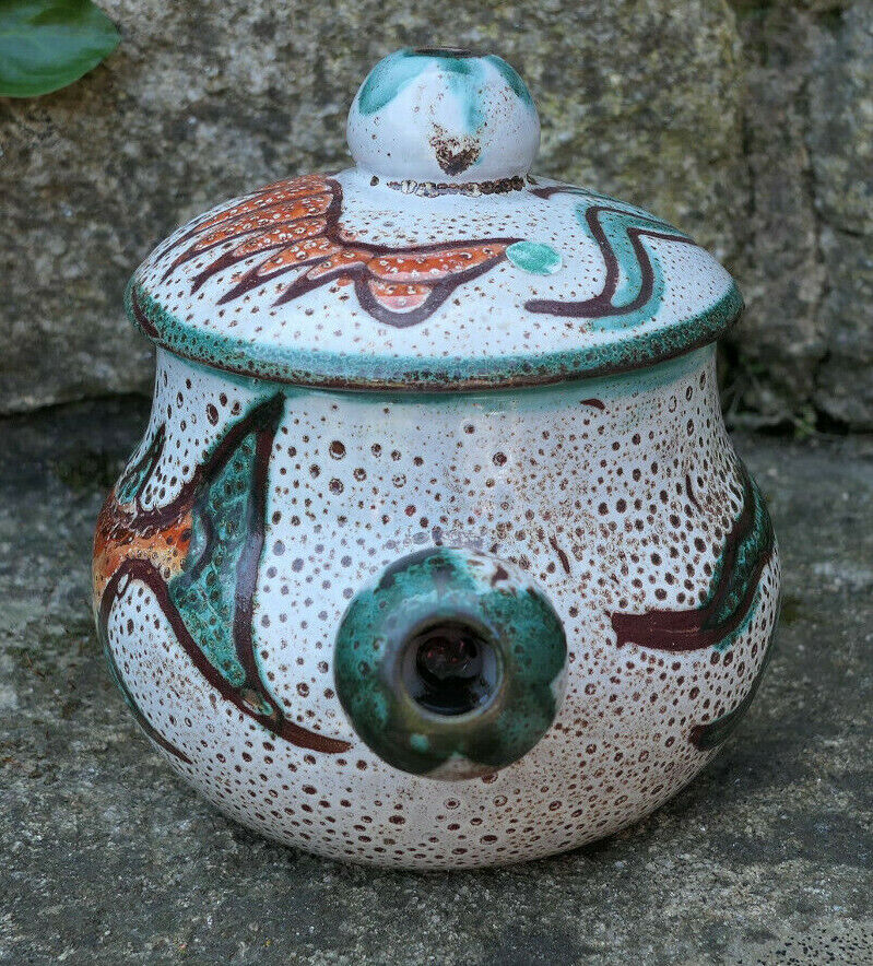 ANCIEN PETIT POT TERRE CUITE DECOR POISSON LANGOUSTE VALLAURIS