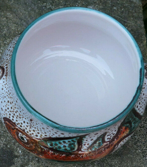 ANCIEN PETIT POT TERRE CUITE DECOR POISSON LANGOUSTE VALLAURIS