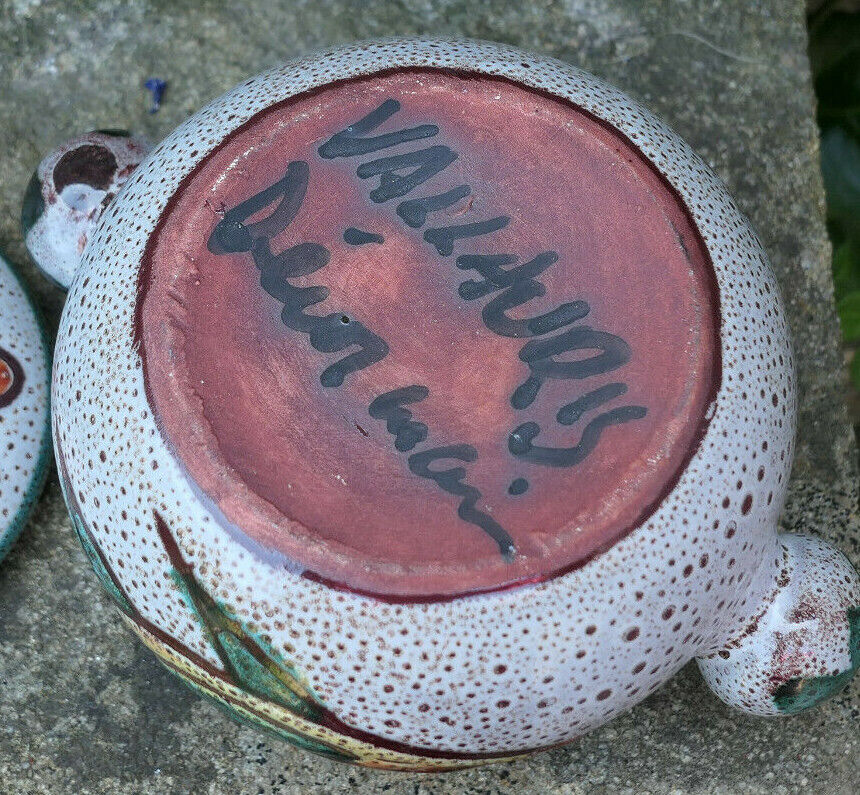 ANCIEN PETIT POT TERRE CUITE DECOR POISSON LANGOUSTE VALLAURIS