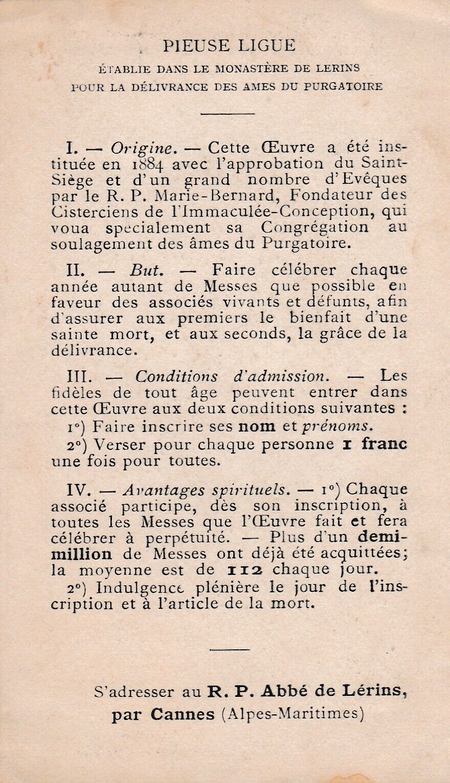 ANCIENNE IMAGE PIEUSE HOLY CARD PIEUSE LIGUE 1918 SCHAEFER FRERES