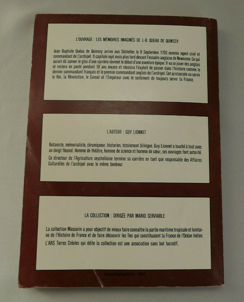 LES MEMOIRES IMAGINES DE J.-B. QUEAU DE QUINSSY / GUY LIONNET / 1988