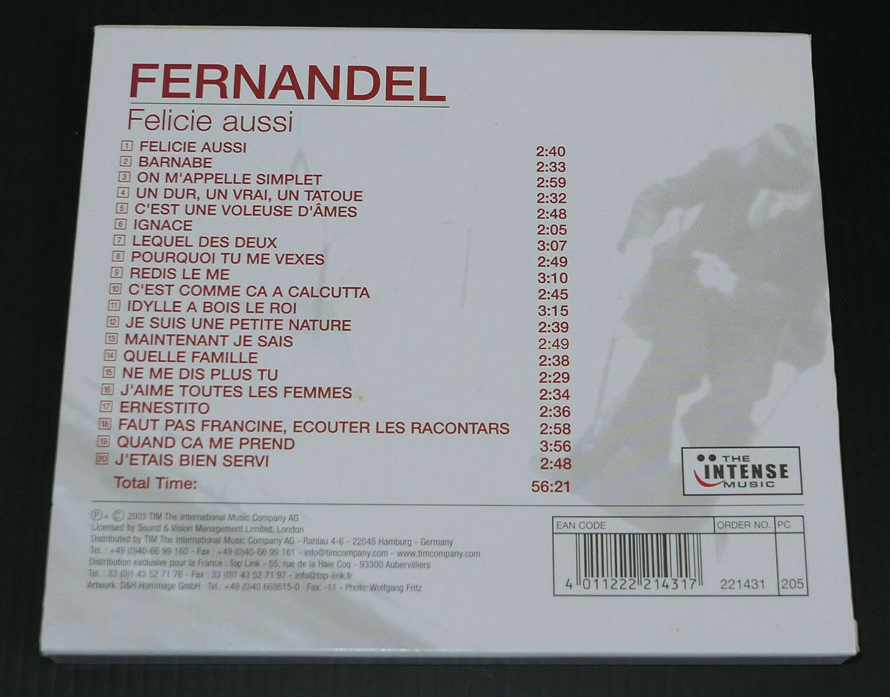 CD 20 TITRES / FERNANDEL / FELICIE AUSSI / 2003