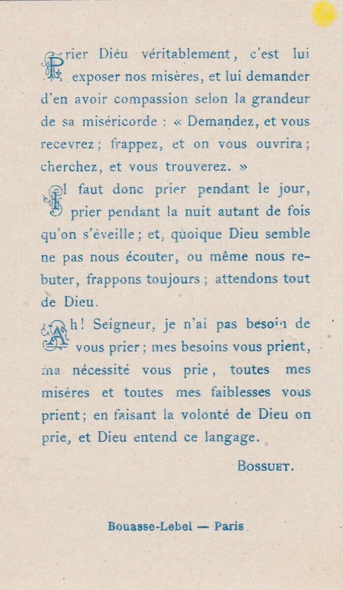 ANCIENNE IMAGE PIEUSE RELIGIEUSE HOLY CARD BOUASSE LEBEL 928
