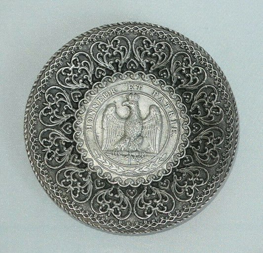 ANCIENNE PETITE COUPELLE VIDE POCHE METAL ARGENTE SCEAU NAPOLEON AIGLE