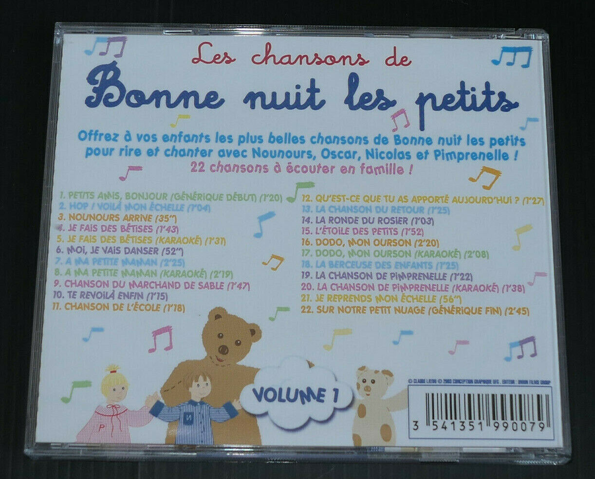 CD LES CHANSONS DE BONNE NUIT LES PETITS / VOLUME 1 / 22 CHANSONS / 2003
