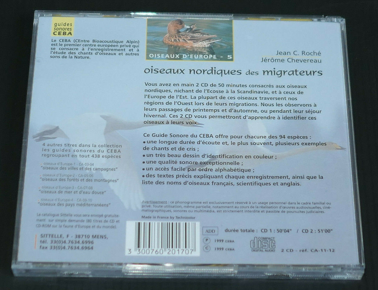 2CD OISEAUX NORDIQUES ET MIGRATEURS / GUIDE SONORE DES OISEAUX D'EUROPE CEBA