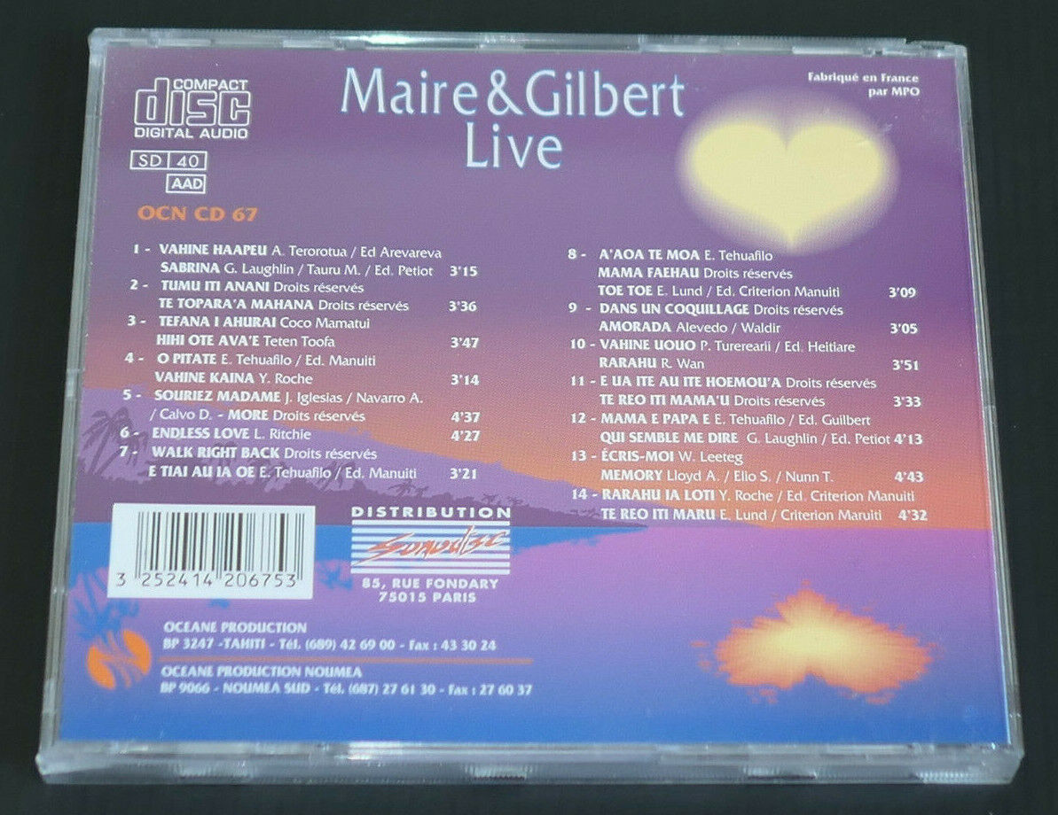 CD MAIRE & GILBERT / LIVE / OCEANE PRODUCTION 1995 / TAHITI