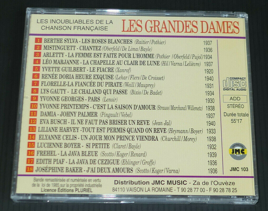 CD LES GRANDES DAMES / LES INOUBLIABLES DE LA CHANSON FRANCAISE VOL.10