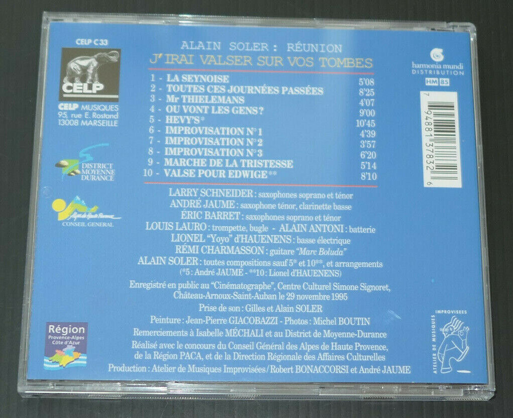 CD ALAIN SOLER : REUNION / J'IRAI VALSER SUR VOS TOMBES / CELP C33 / 1996