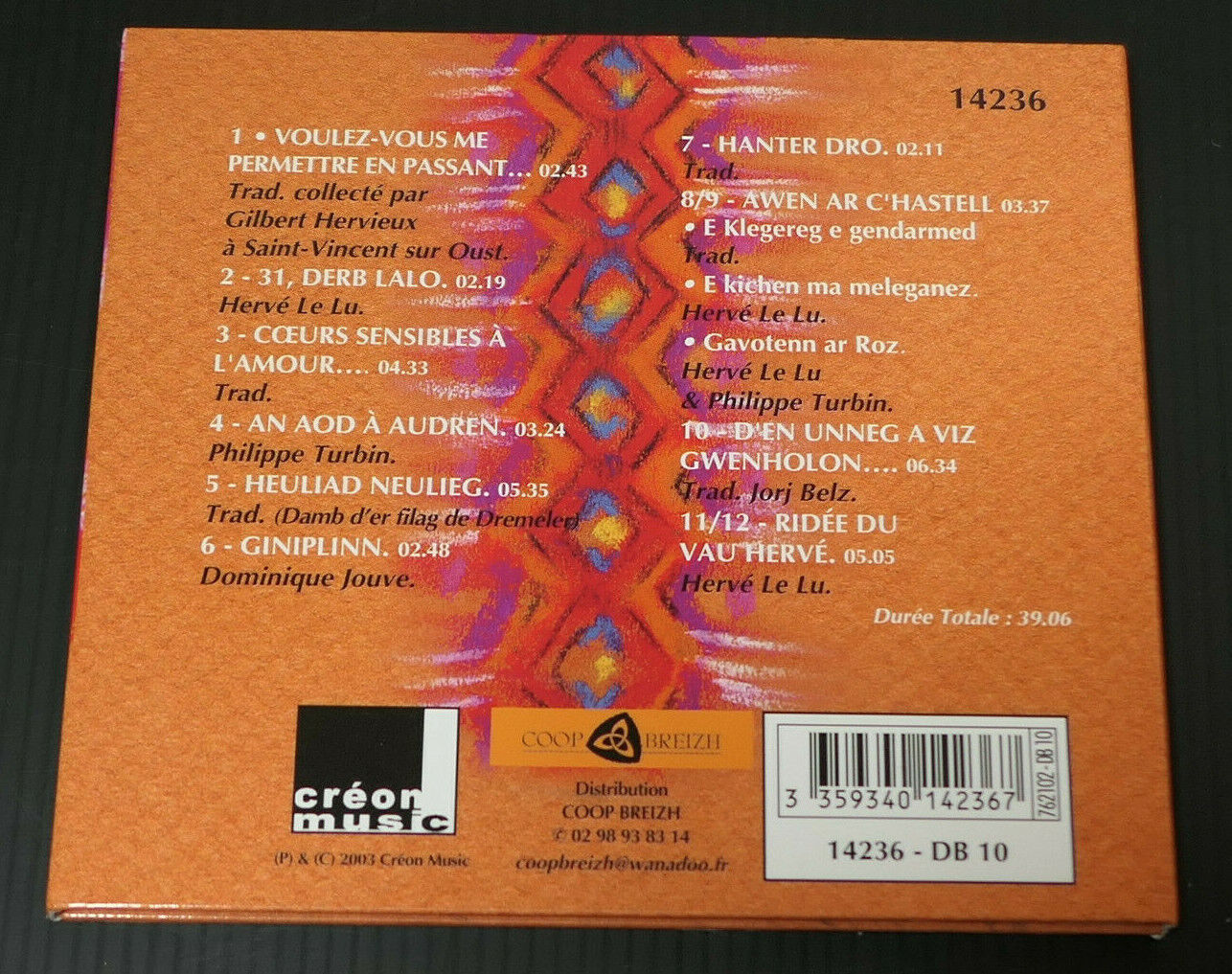 CD HERVE LE LU - PHILIPPE TURBIN - DAWAD - BOMBARDE & PIANO - 2003