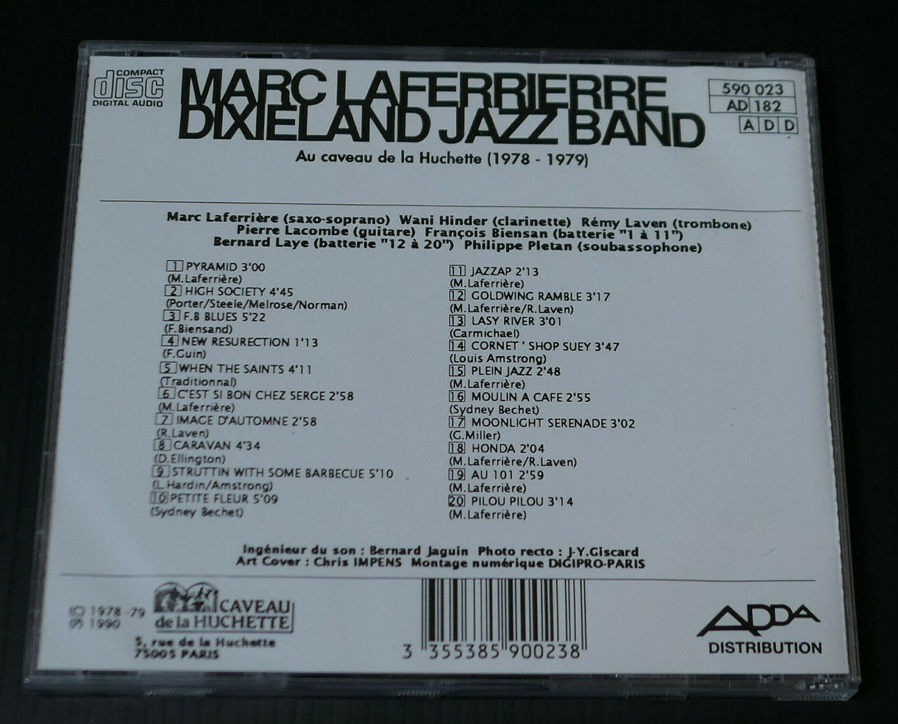 CD MARC LAFERRIERE DIXIELAND JAZZ BAND AU CAVEAU DE LA HUCHETTE / ADDA 1990