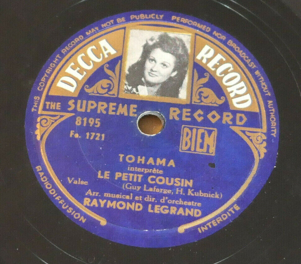 78T 78RPM RAYMOND LEGRAND / TOHAMA / DECCA RECORD 8195