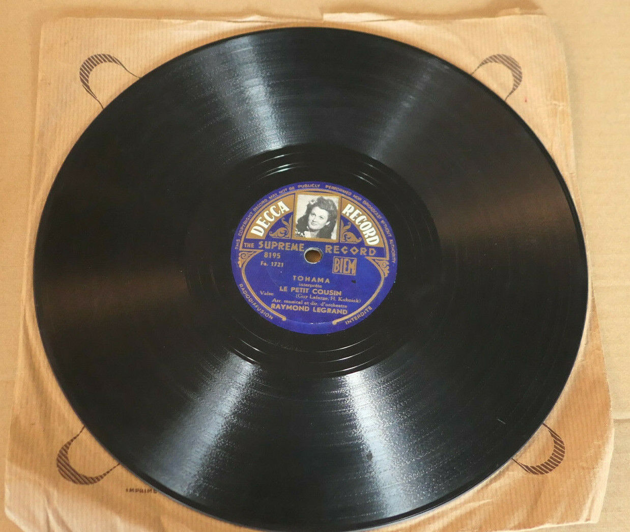 78T 78RPM RAYMOND LEGRAND / TOHAMA / DECCA RECORD 8195