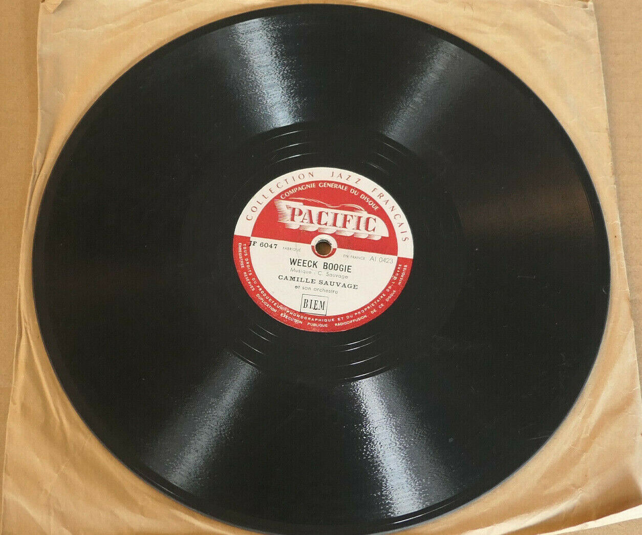 78T 78RPM CAMILLE SAUVAGE ET SON ORCHESTRE / WEECK BOOGIE / PACIFIC JF 6047