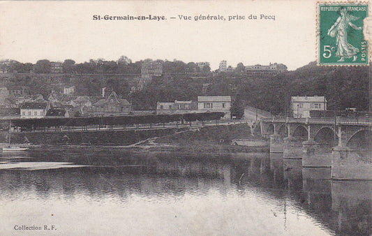 CARTE POSTALE ANCIENNE CPA ST-GERMAIN-EN-LAYE VUE GENERALE PRISE DU PECQ (1908)
